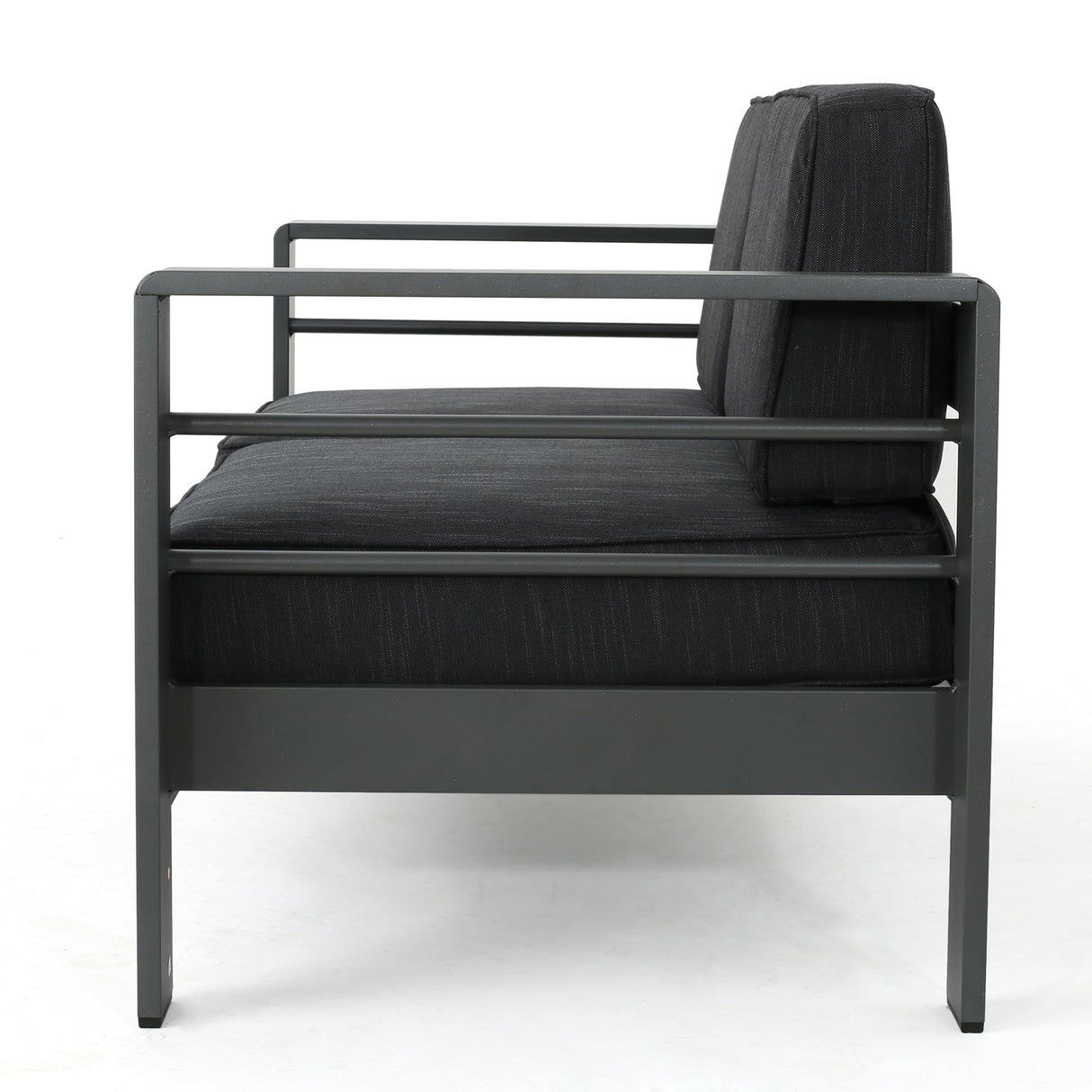 Cape Coral Outdoor Modern Fabric Patio Aluminum Loveseat Sofa, Gray/Dark Gray