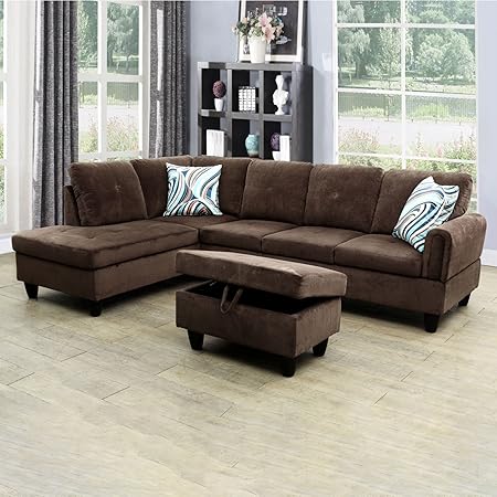 Modular Sectional Sofa Set, Oversized L Shaped Sofa Couch with Ottomans