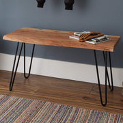 Live Edge Bench, w/Natural Wood and Metal Hairpin Legs