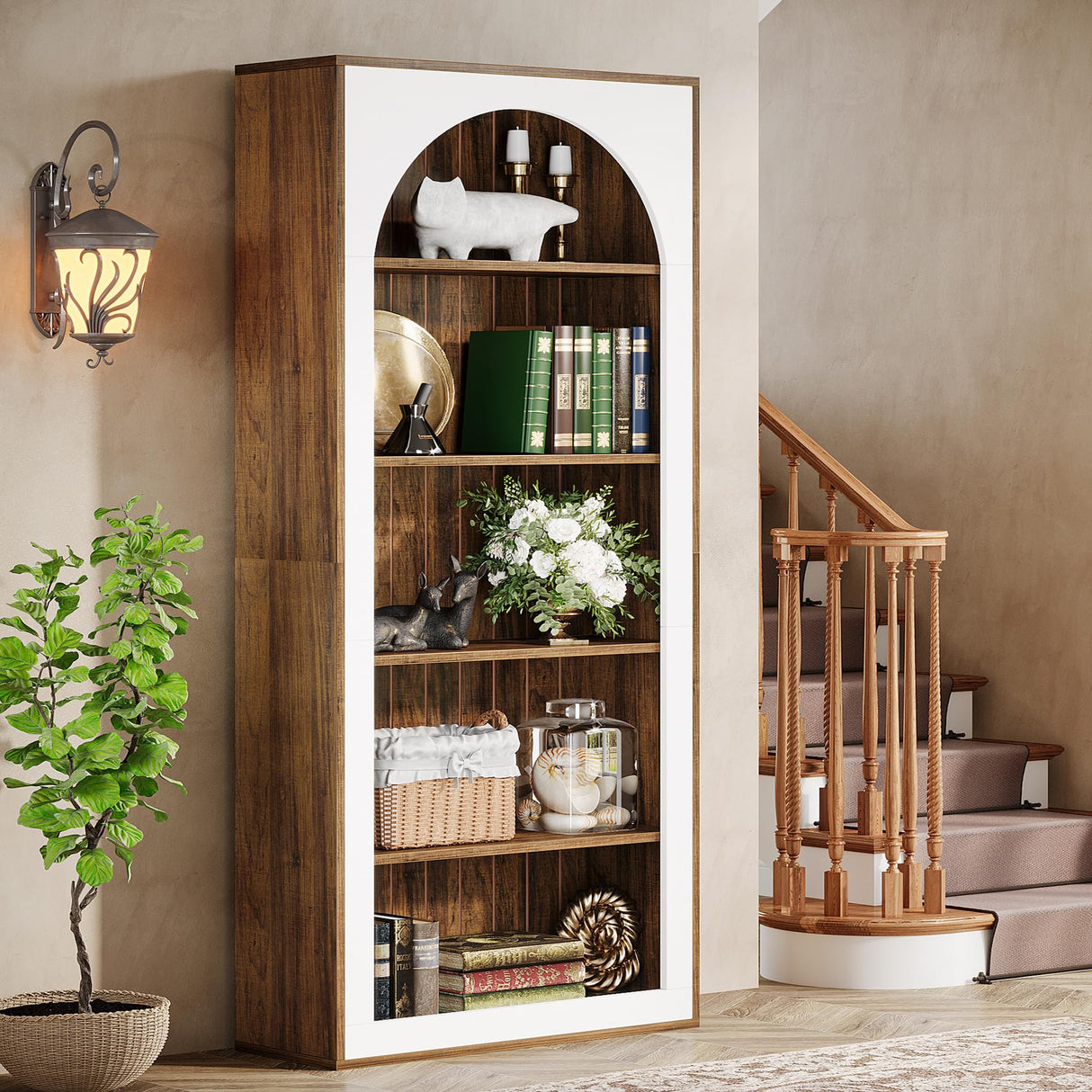 70.9" Tall Bookcase, 5-Tier Bookcases Bookshelves with Storage Shelve