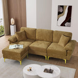 L Shaped Sectional Sofa Couch, 88.5" Comfy Velvet Upholstered 3 Seat Sofa Set