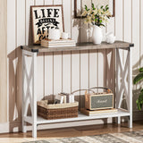 Farmhouse Console Table, Narrow Entryway Table, Sofa Table with 2 Open Shelves, for Hallway