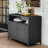 Patio Storage Cabinet, Outdoor Wicker Bar Table Storage Cabinet w/2 Doors