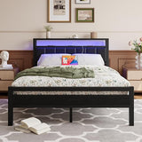 Twin Bed Frame with Charging Station & LED Lights