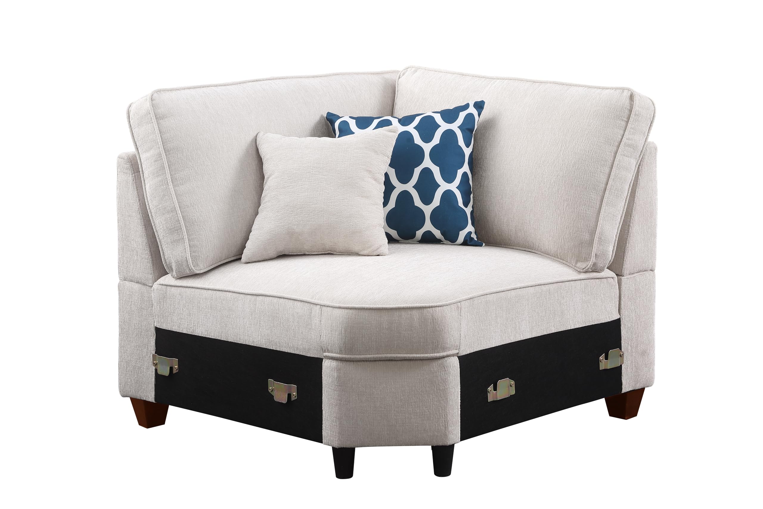 127" L-Shaped Sectional Couch with Movable Ottoman & 6 Throw Pillows
