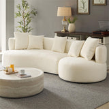 110.23" Curved Sofa with 360 Swivel Arm Chair - Modern Upholstery Boucle 3 Seat Couch