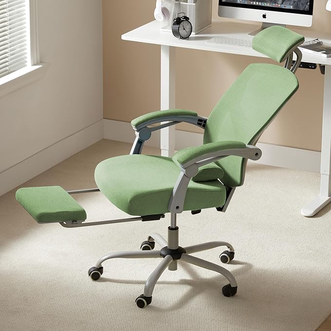 Ergonomic Mesh Office Chair with Lumbar Support Pillow & Retractable Footrest