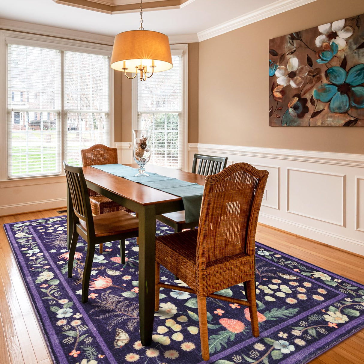 Rugs for Living Room 5x7 Non-Slip Carpet Washable Boho Rug Vintage Low Pile Carpet