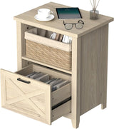 30" Tall Nightstand for King & Queen Bed - FSC-Certified Wood Large Bedside Table
