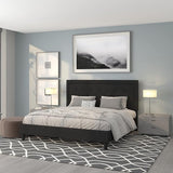 Roxbury Queen Size Tufted Upholstered Platform Bed in Beige Fabric