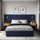Luxury Bed Frame with Built-in Gold LED Lights and Nightstands