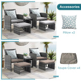 , Wicker Outdoor Conversation Chair and Ottoman Set