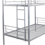 Twin Size Bunk Bed with Safety Guardrail, 2 Side Ladders, Trundle