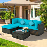 5 Pieces Patio Conversation Set, Outdoor Rattan Wicker Furniture Set