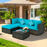 5 Pieces Patio Conversation Set, Outdoor Rattan Wicker Furniture Set