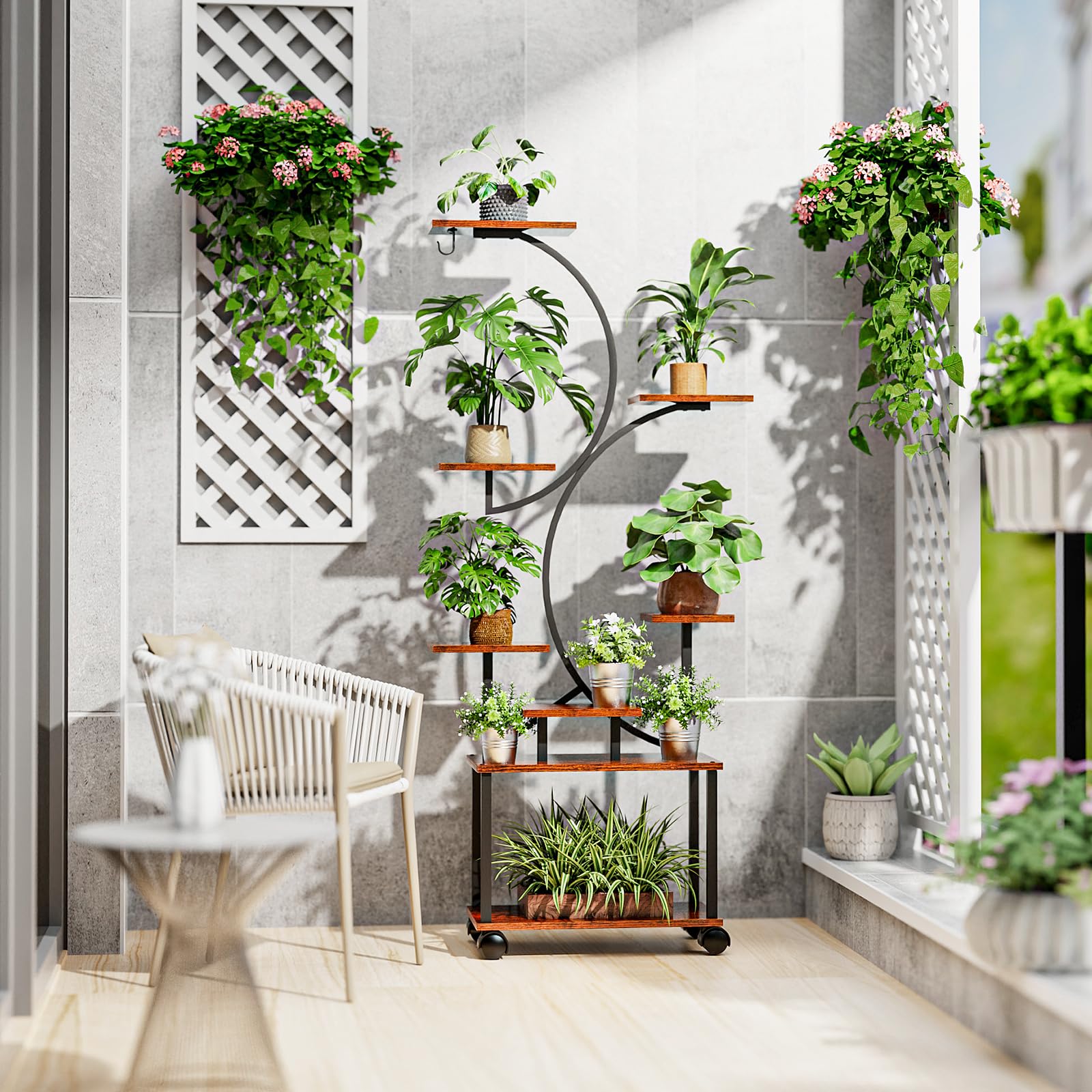 8-Tiered Plant Stand Indoor with Grow Lights, Metal Flower Stands for Indoor Plants