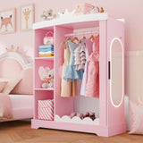 Kids Armoire with Jewelry Cabinet, Dress up Storage with Mirror and Shelves