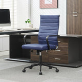 Blue Leather Office Desk Chair, Conference Room Chairs Executive Chair Ribbed