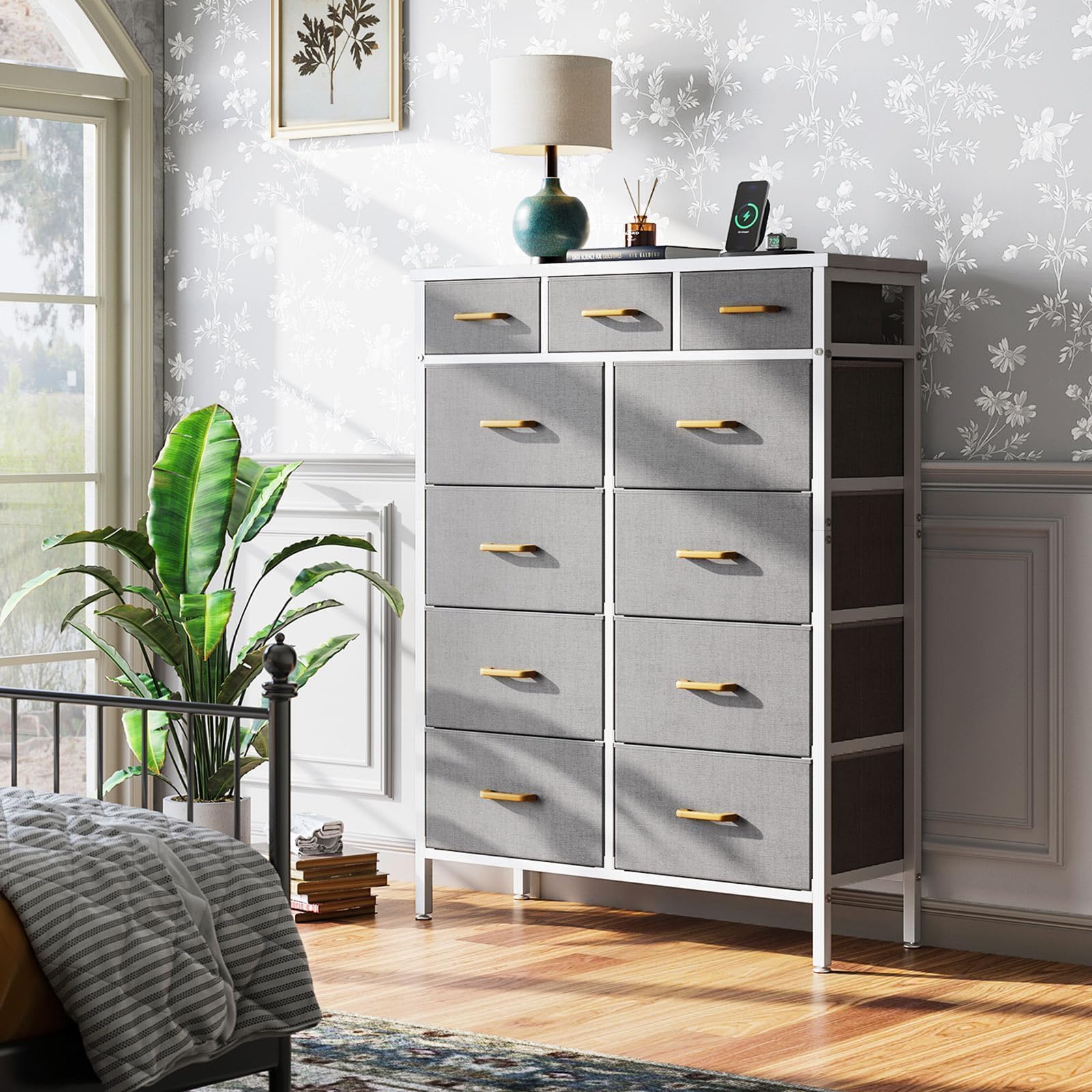 Dresser with Charging Station, 52 Inches Tall Dresser
