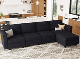 Modular Sectional Sofa with Storage Ottomn Seats, Corduroy Convertible Modular