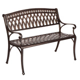 62441 Simone Cast Aluminum Patio Bench Heavy Duty Rust Free Metal Construction