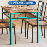 Compact Dining Table Set for 4 - Rustic Brown