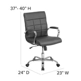 Vivian Mid-Back Swivel Vinyl Upholstered Desk Chair with Padded Seat and Armrests