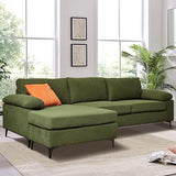 100" Mid Century Sectional Sofa Couch,L Shaped Suede Fabric Couch for Living Room