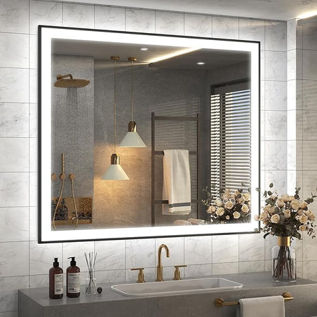 40"x36" LED Lighted Bathroom Mirror for Wall, Dimmable Framed Bathroom Vanity Mirror,