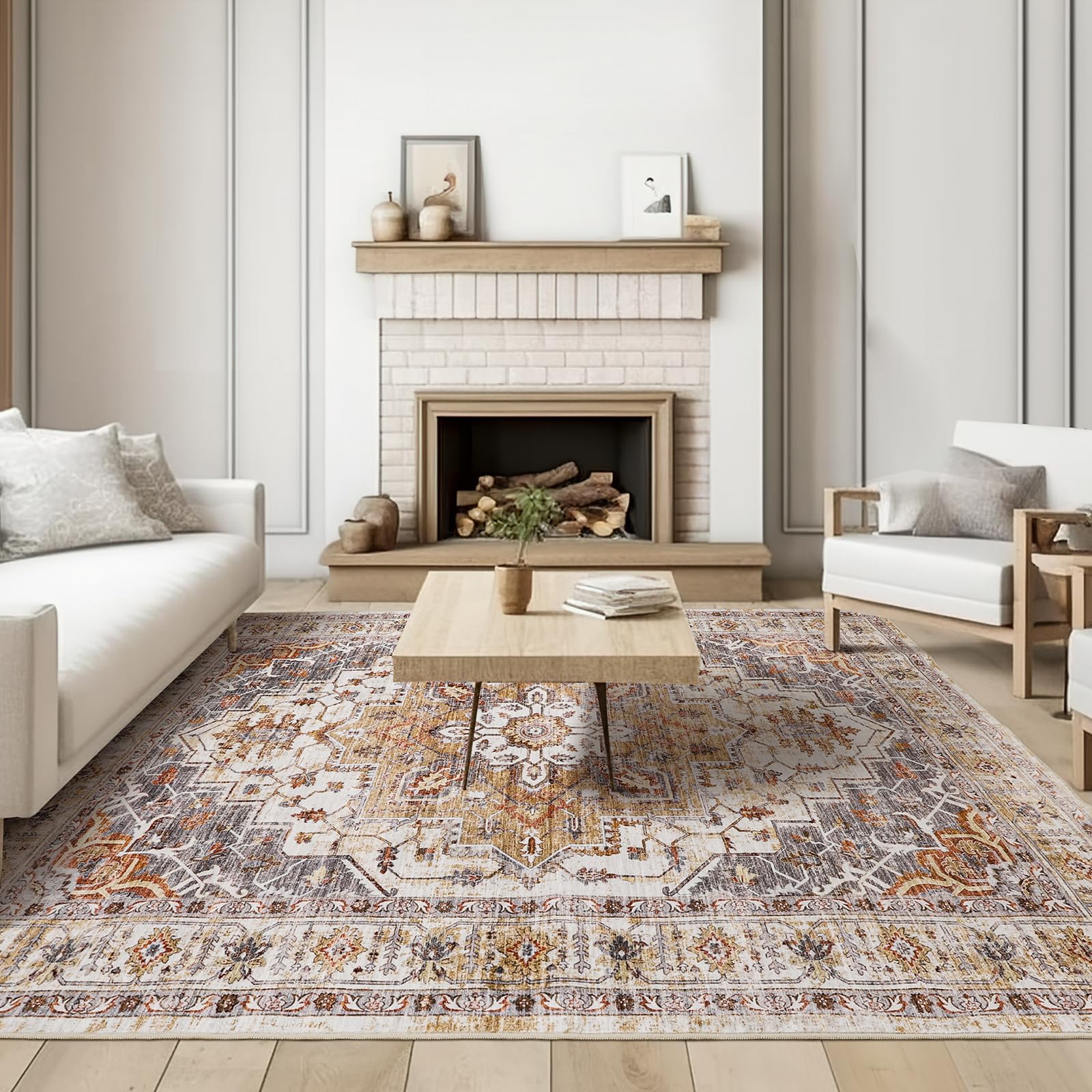 Washable Rug 8x10 Area Rugs for Living Room - Stain Resistant Non-Slip