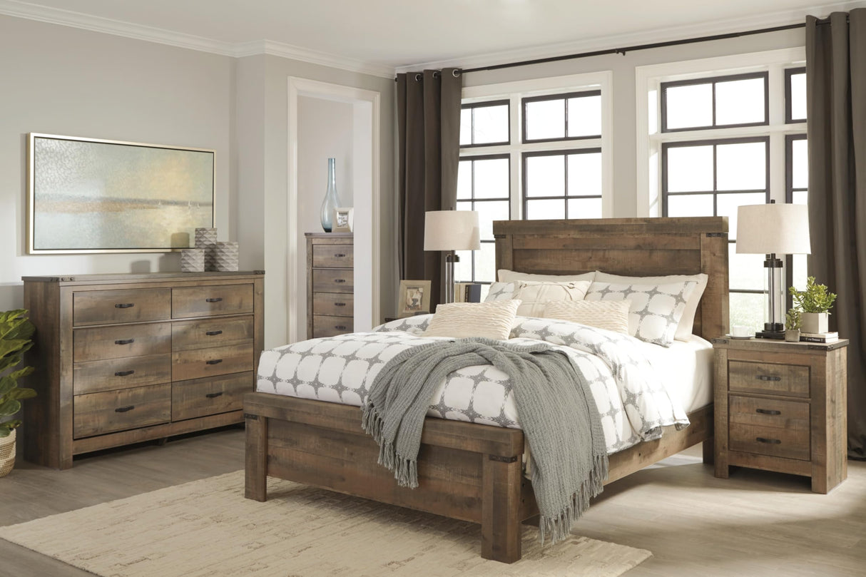 Trinell Rustic 6 Drawer Dresser with Safety Stop for Bedroom, Dark Brown