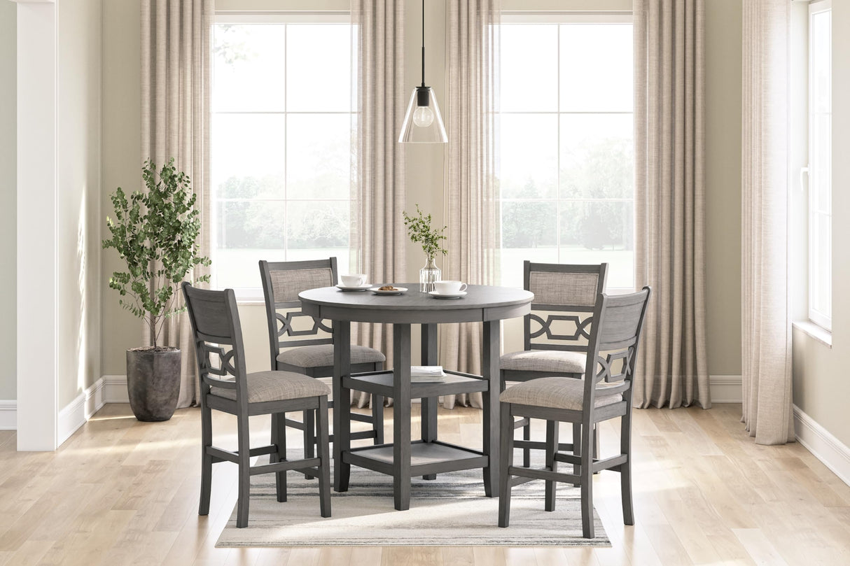 Wrenning Modern Diamond Patterned Counter Height Dining Table and 4 Upholstered Bar