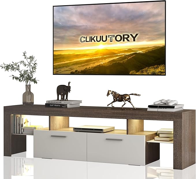 Modern LED 63 inch Long TV Stand with Large Storage Drawer for 50 55 60 65 70 75 Inch