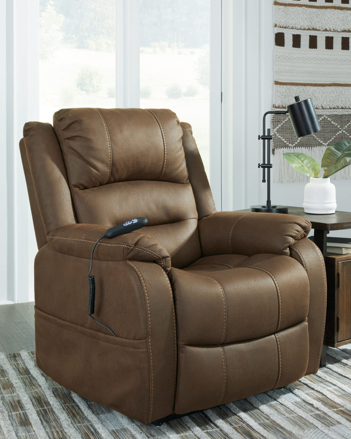 Whitehill Faux Leather Power Lift Recliner, Brown