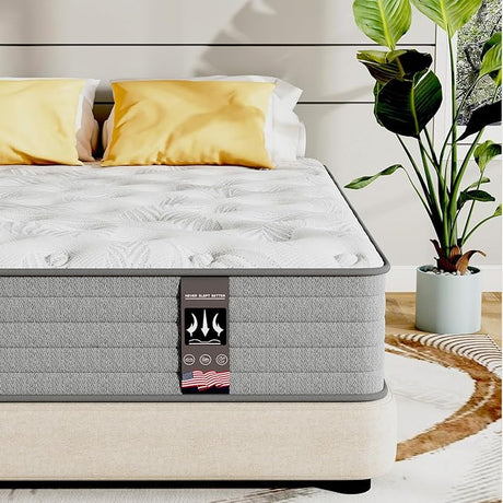 Twin XL Mattress,12 Inch Superior Hybrid XL Twin Mattress in a Box with Gel Memory Foam for Back & Lumbar