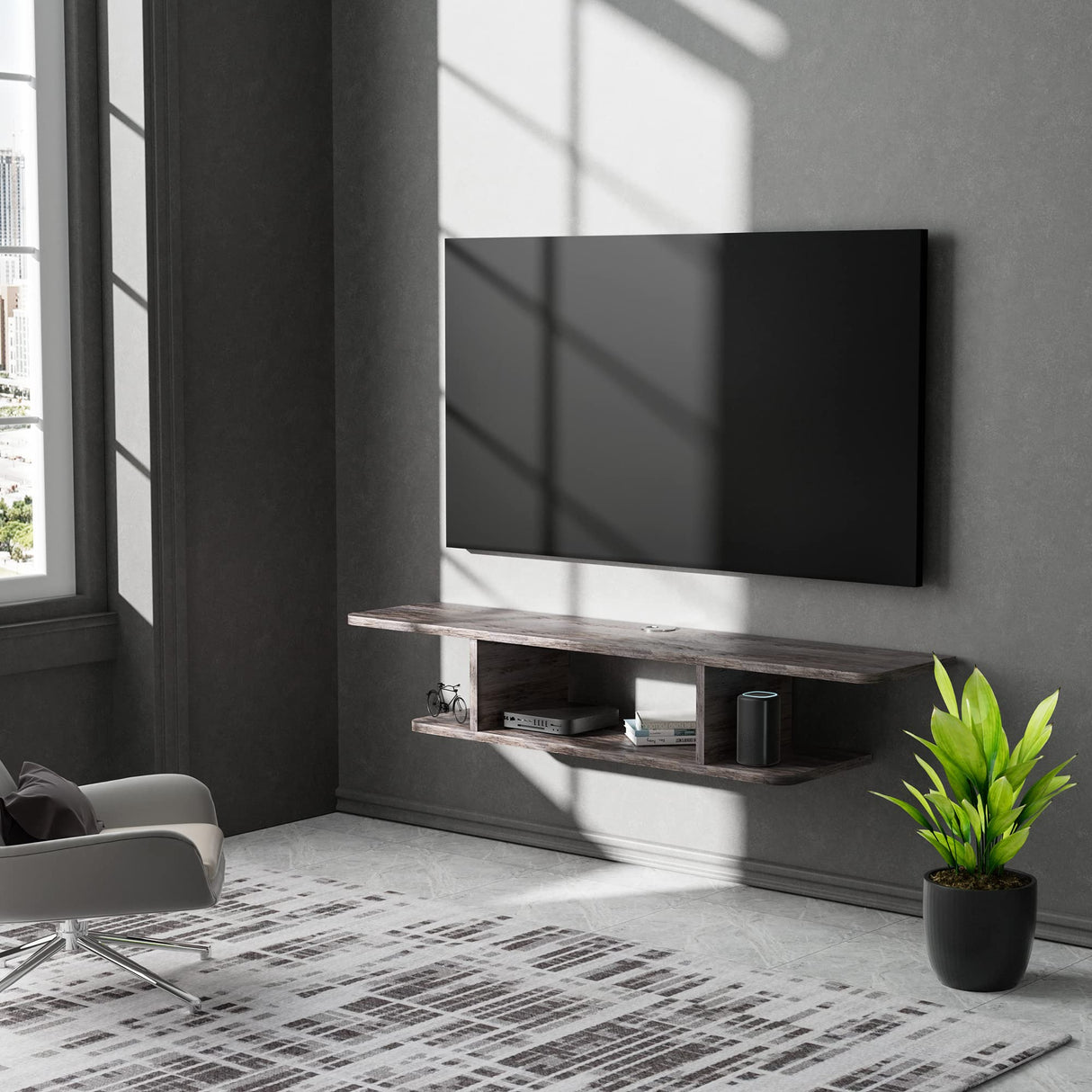 Floating TV Stand, Wall Mounted Entertainment Center and Cabinet Shelf, TV Console