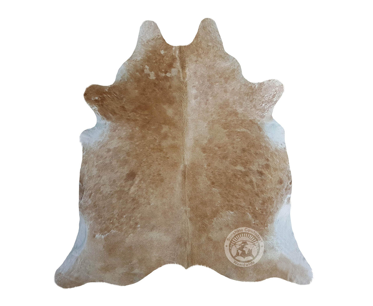 100% Genuine Palomino White and Beige Cowhide Rug - Modern Style Animal Skin Rug
