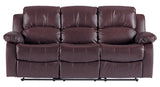 83" Bonded Leather Double Reclining Sofa, Brown