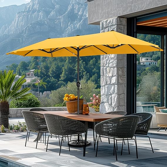 13ft Rectangle Patio Umbrella, Double Sided Outdoor Table Umbrella
