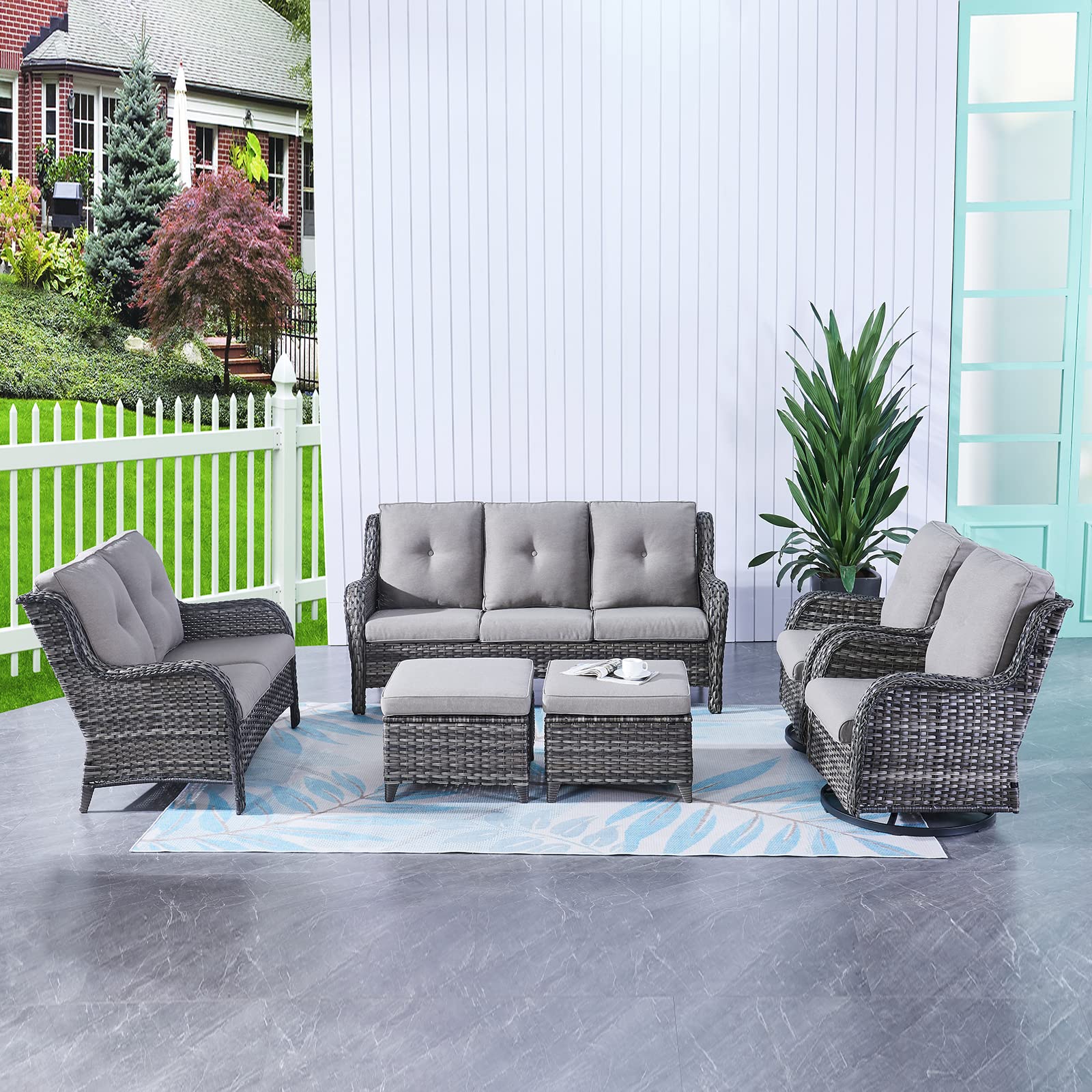Outdoor Loveseat Wicker Patio Sofa - 2-Seat Rattan Outdoor Couch Patio Furniture