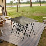 Portable Folding TV Tray Tables Set of 4 with Stand - Rustic Grey Wood Snack Table for Small Spaces