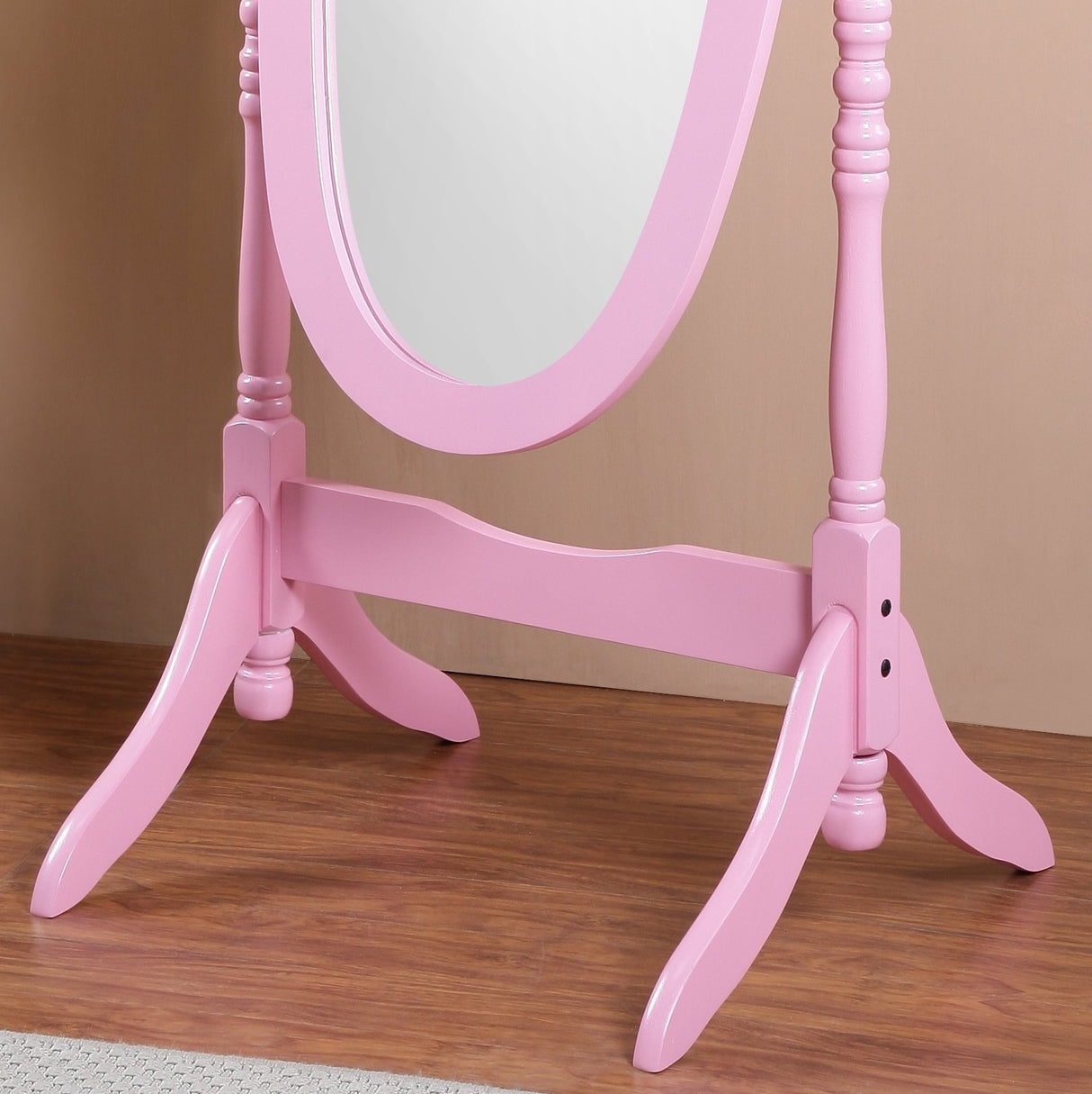 queen Anna Style Floor Cheval Mirror, Pink