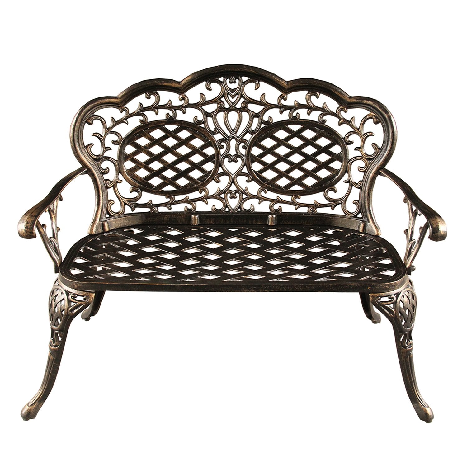 Outdoor Aluminum Loveseat Bench, Bronze