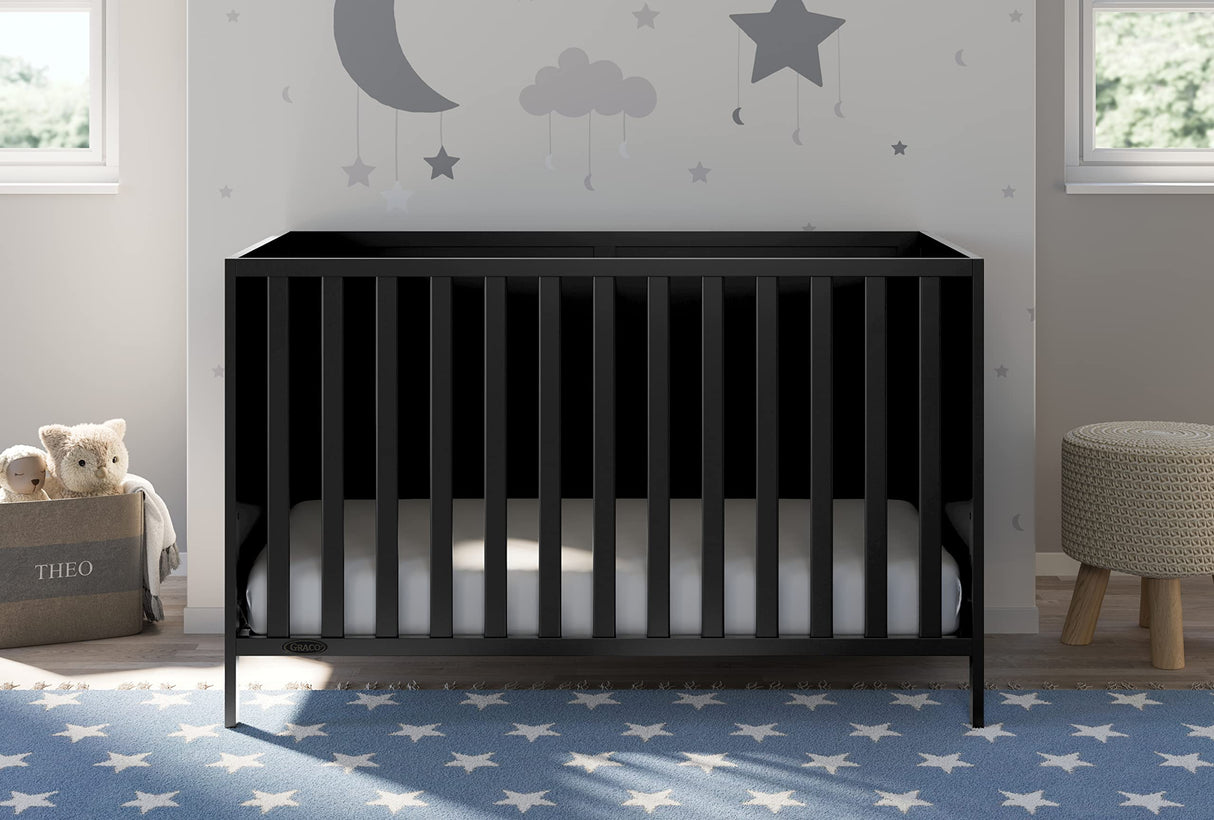 Theo Convertible Crib (Black) – GREENGUARD Gold Certified, Converts from Baby Crib to Toddler Bed and Daybed