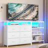 TV Stand Dresser Bedroom for 60 Inch TV with LED Lights & Charging Station