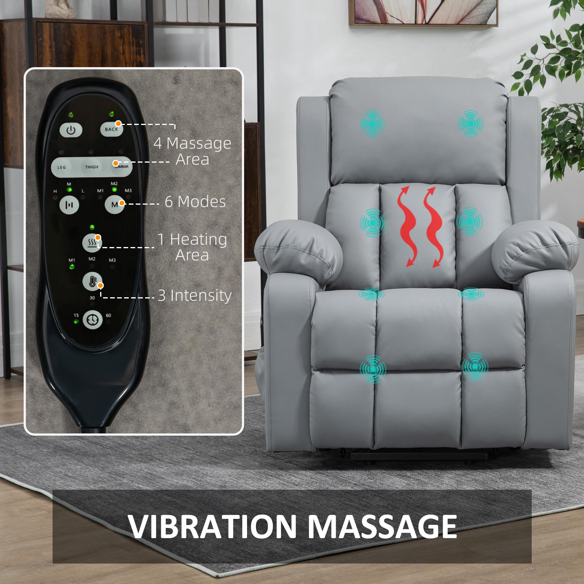 VibeLift Power Lift Massage Recliner – Oversized Comfort