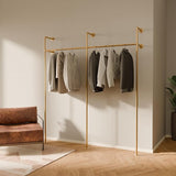 industrial pipe clothing rack metal gold - Wall mounted clothes racks for hanging clothes