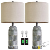 22.5” 3-Way Dimmable Touch Control Table Lamp Set of 2 with Dual USB Charging Ports