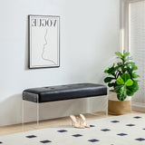 44.7” Modern End of Bed, PU Leather Upholstered Entryway Transparent Legs