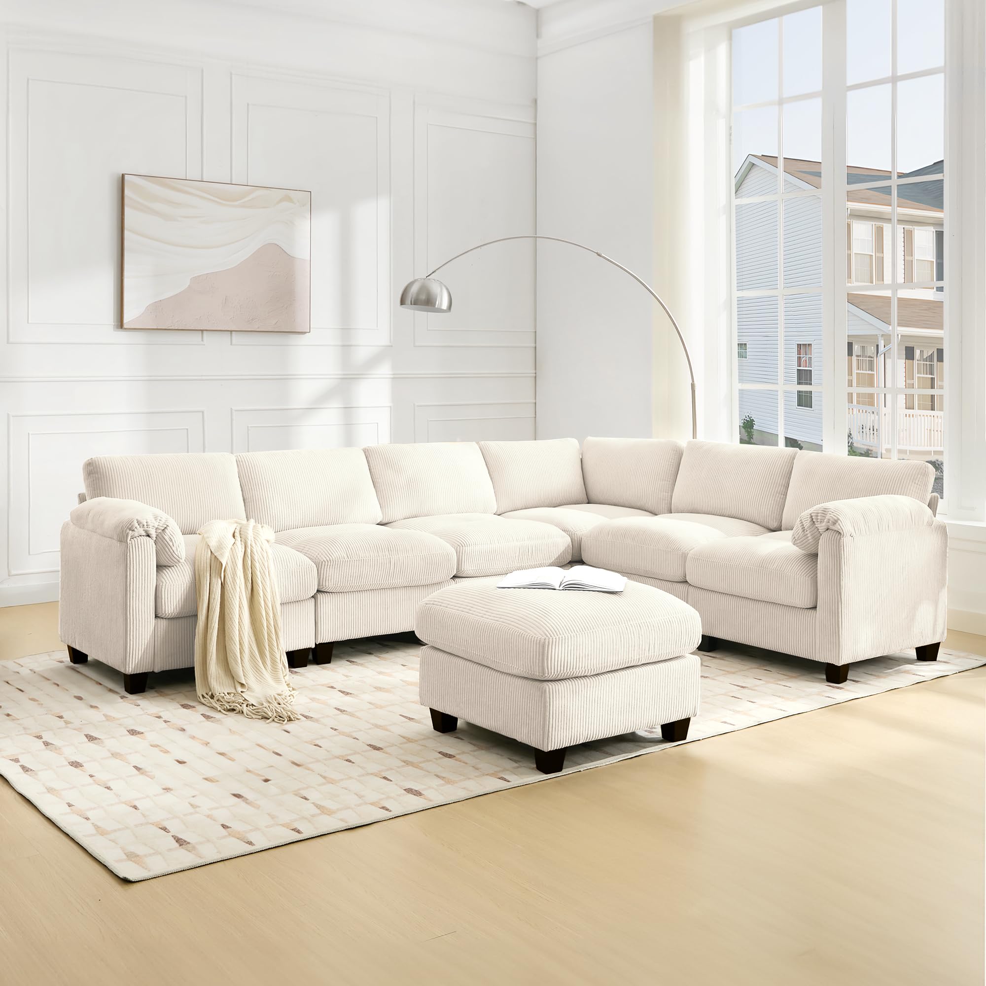 Oversized Corduroy Sectional Couches for Living Room